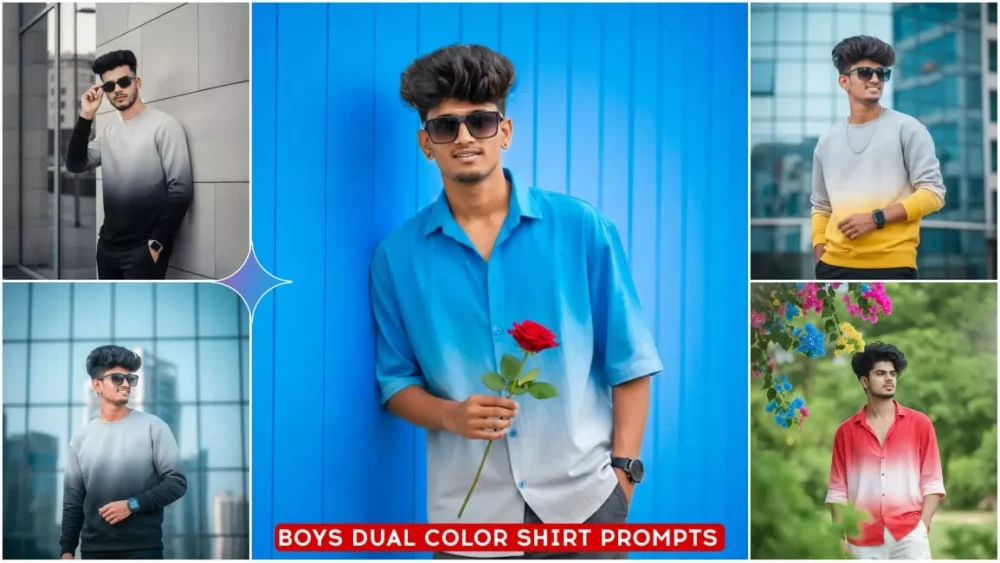 Google Gemini Boys Dual Color Shirt Ai Photo Editing Prompts With 100% Real Face