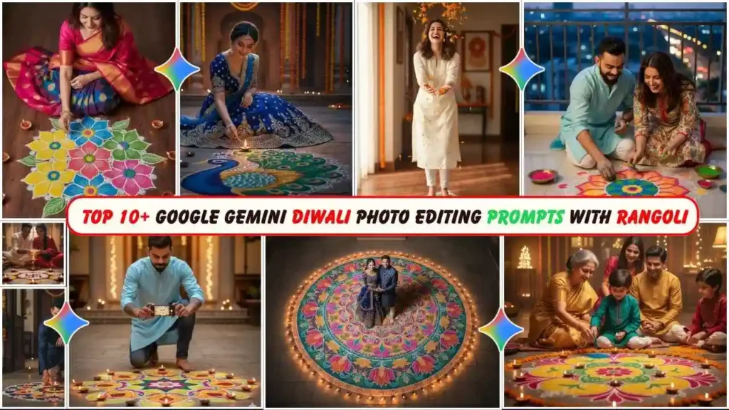 Google Gemini Diwali photo editing prompts with rangoli